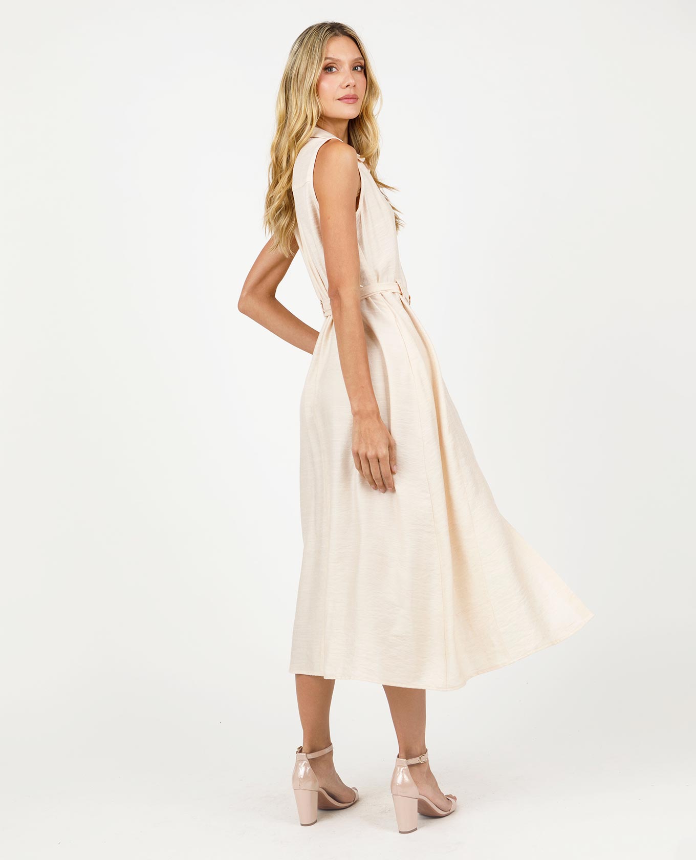 VESTIDO CAMISERO PARA MUJER LARGO MIDI MANGA SISA CON CINTURÓN Adrissa | Ropa para mujer Vestidos