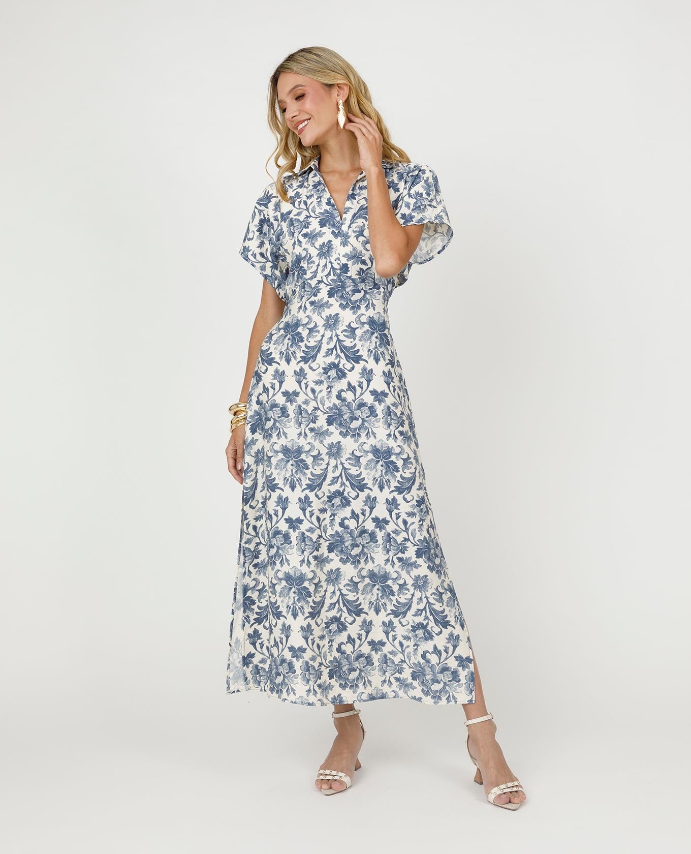 VESTIDO ESTAMPADO PARA MUJER LARGO CON ELASTICO EN ESPALDA PARA AJUSTAR Adrissa | Ropa para mujer