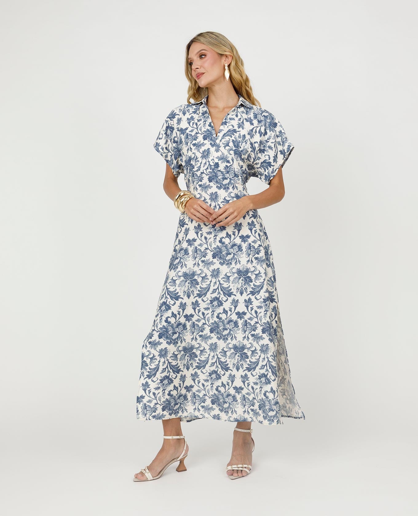 VESTIDO ESTAMPADO PARA MUJER LARGO CON ELASTICO EN ESPALDA PARA AJUSTAR Adrissa | Ropa para mujer