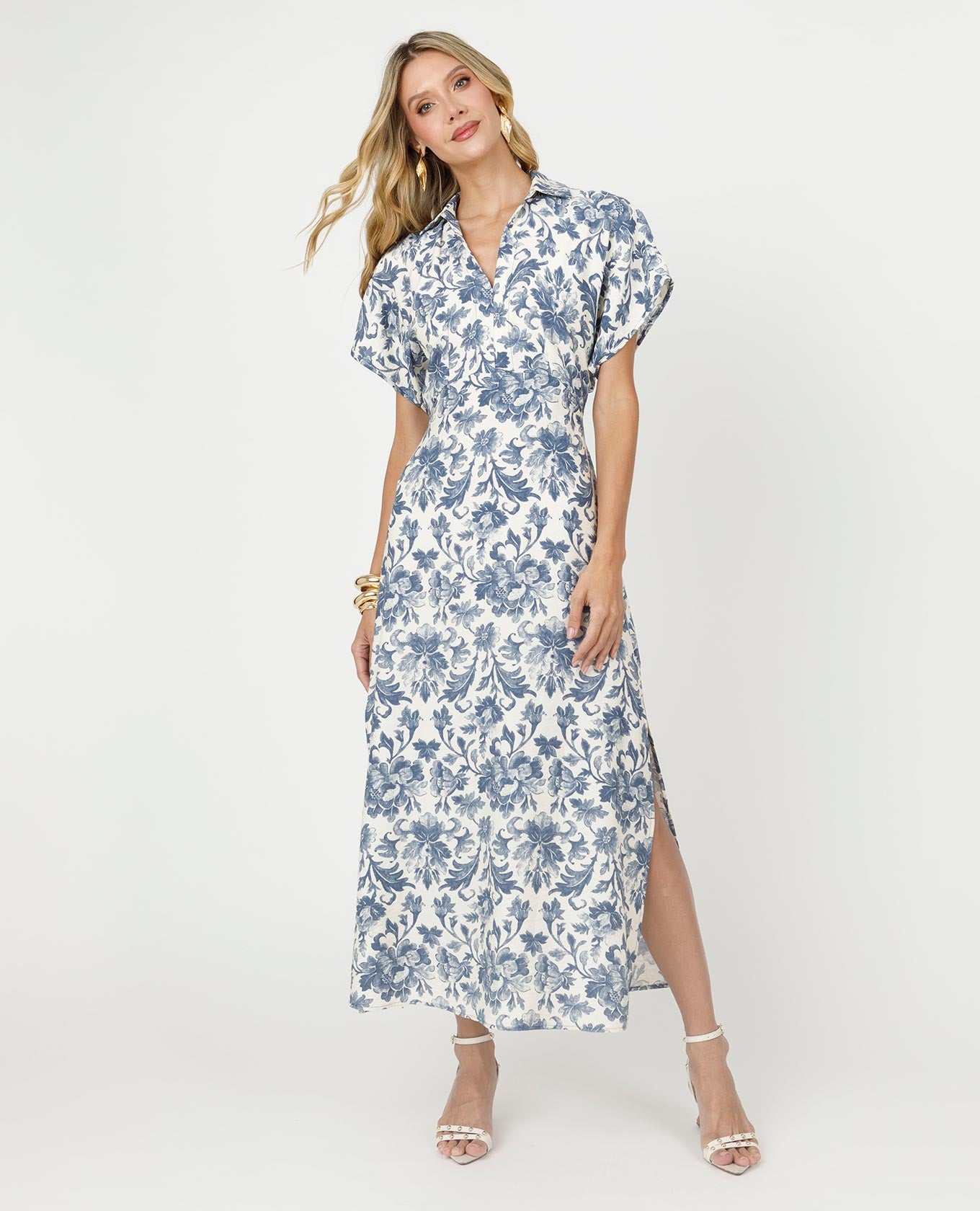 VESTIDO ESTAMPADO PARA MUJER LARGO CON ELASTICO EN ESPALDA PARA AJUSTAR Adrissa | Ropa para mujer