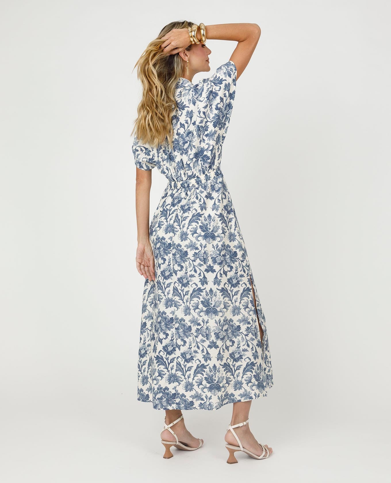 VESTIDO ESTAMPADO PARA MUJER LARGO CON ELASTICO EN ESPALDA PARA AJUSTAR Adrissa | Ropa para mujer