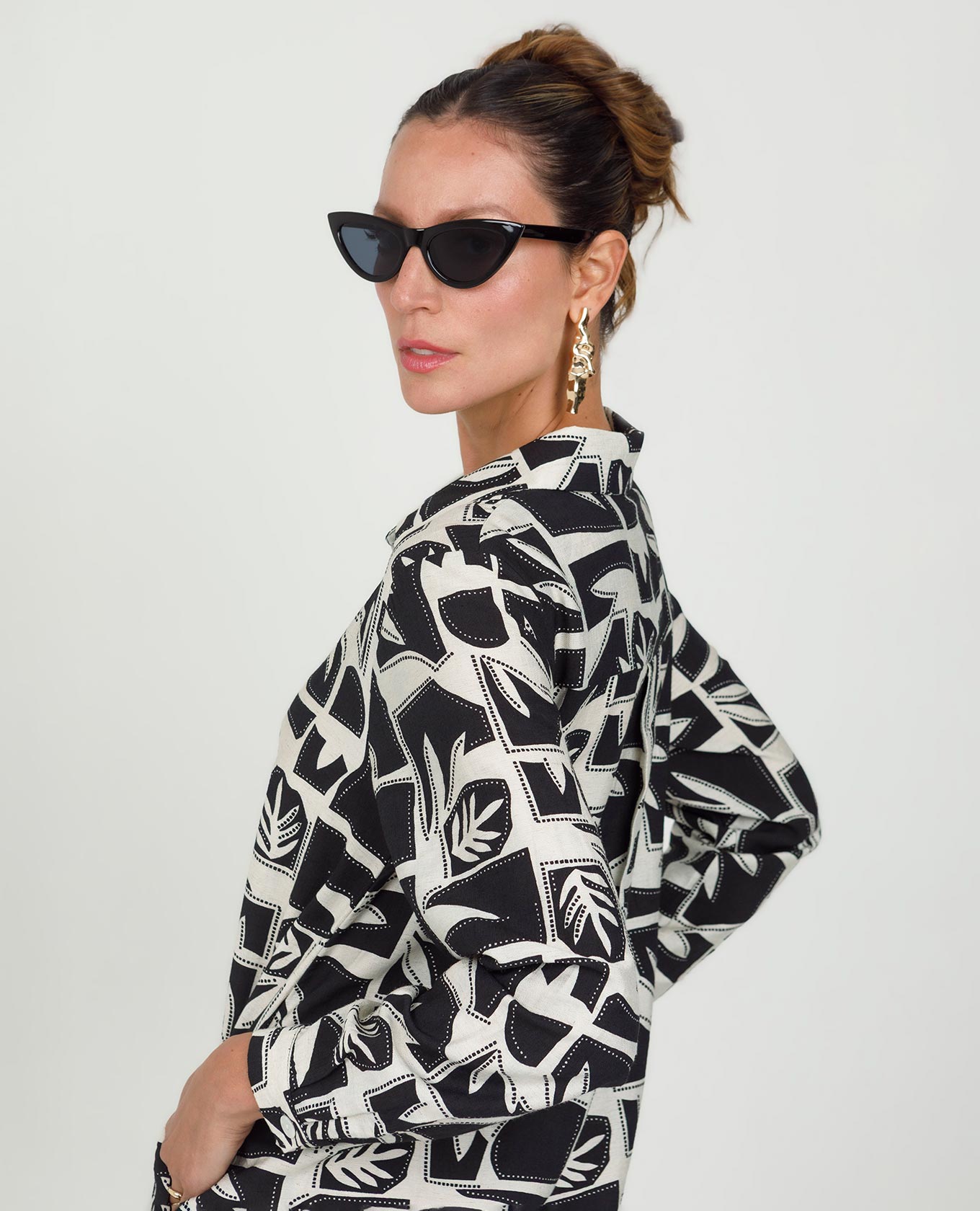 VESTIDO LARGO PARA MUJER CAMISERO ESTAMPADO BICOLOR MANGA LARGA Adrissa | Ropa para mujer Vestidos