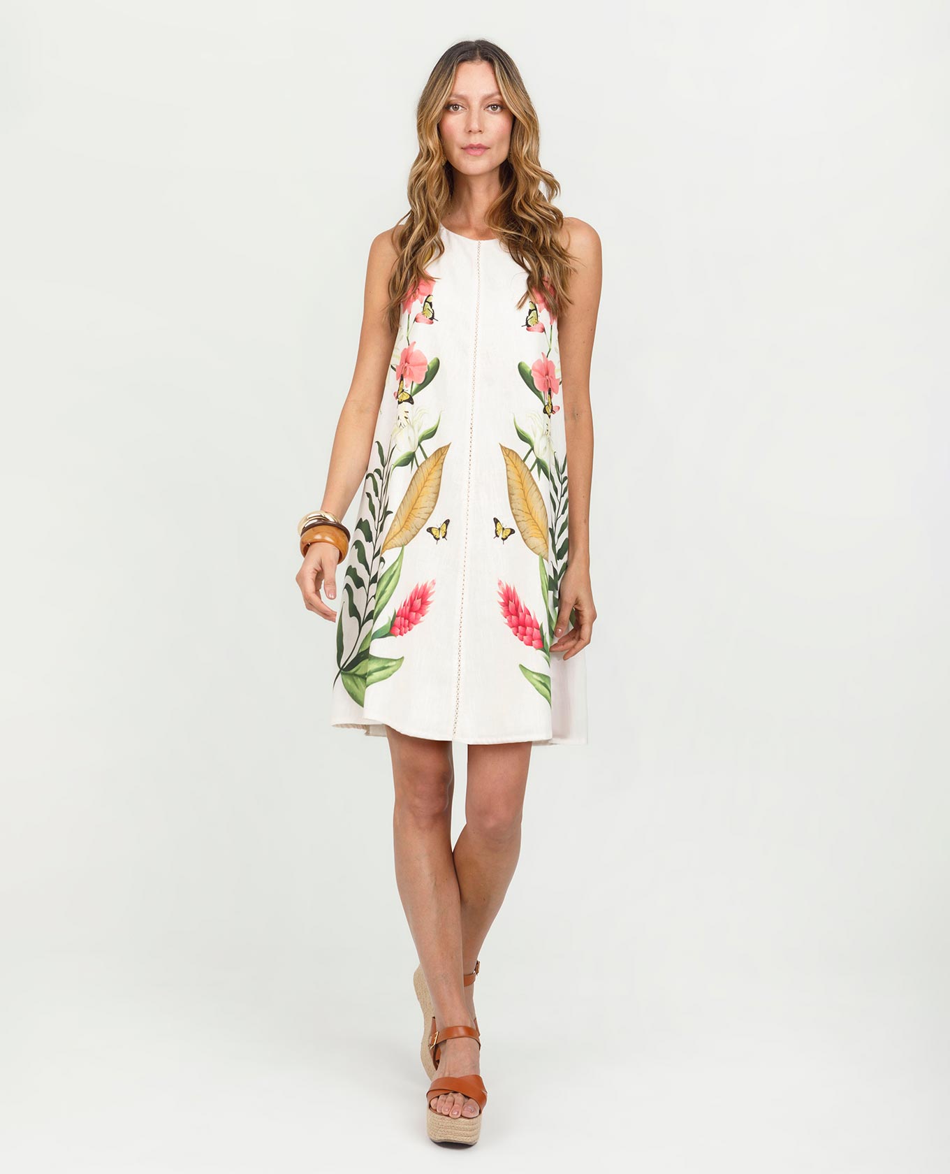 VESTIDO CORTO PARA MUJER ESTAMPADO EXCLUSIVO SILUETA EN LÍNEA A MANGA SISA Adrissa | Ropa para mujer Vestidos