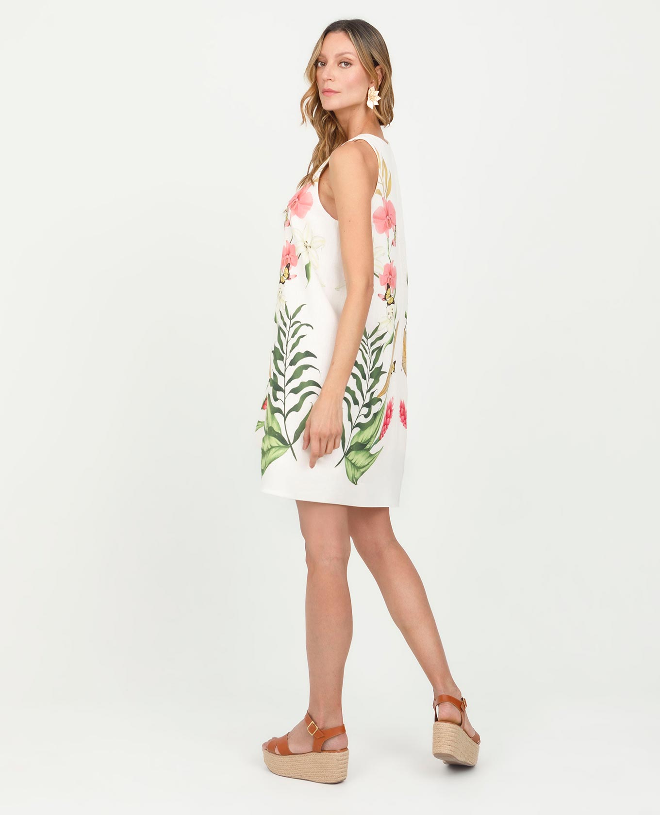 VESTIDO CORTO PARA MUJER ESTAMPADO EXCLUSIVO SILUETA EN LÍNEA A MANGA SISA Adrissa | Ropa para mujer Vestidos