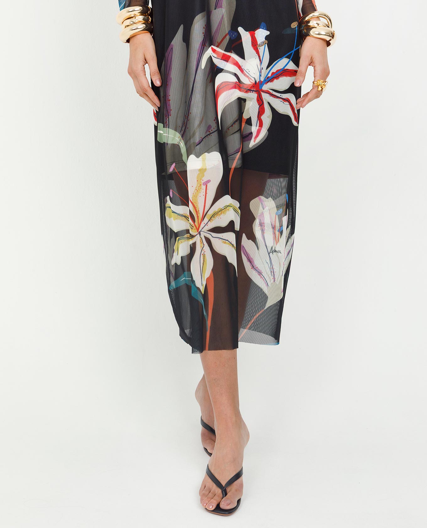 VESTIDO ESTAMPADO PARA MUJER EN TRANSPARENCIA EFECTO 3D Adrissa | Ropa para mujer Vestidos