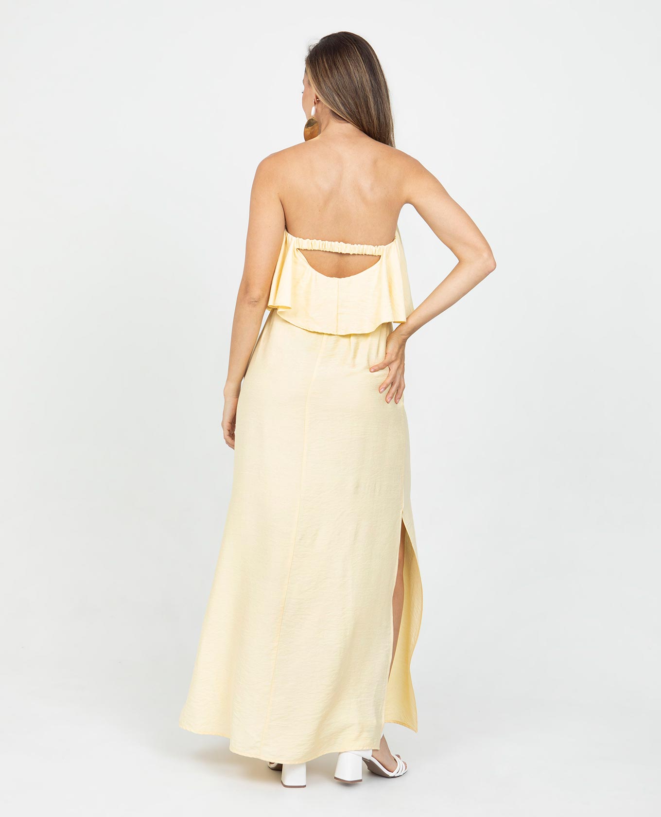 VESTIDO STRAPLESS PARA MUJER LARGO CON BOLERO Y ELÁSTICO EN ESPALDA Adrissa | Ropa para mujer Vestidos