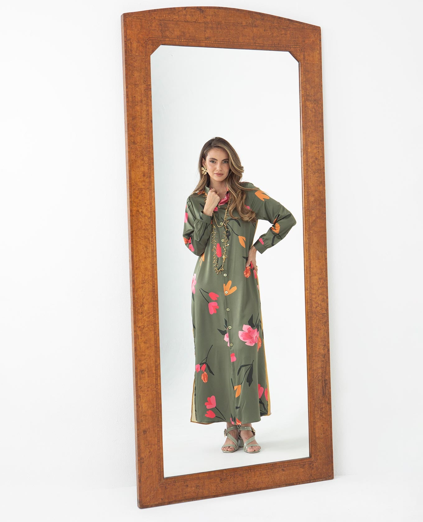 VESTIDO LARGO PARA MUJER CAMISERO ESTAMPADO EXCLUSIVO MANGA LARGA Adrissa | Ropa para mujer Vestidos