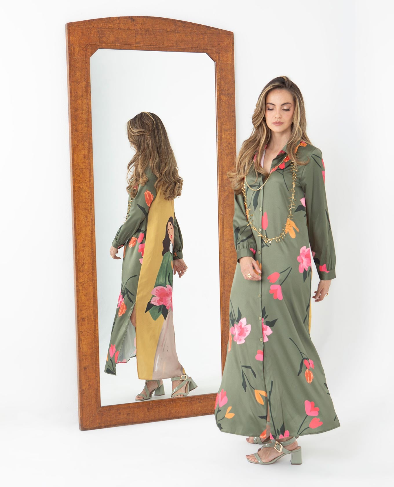 VESTIDO LARGO PARA MUJER CAMISERO ESTAMPADO EXCLUSIVO MANGA LARGA Adrissa | Ropa para mujer Vestidos