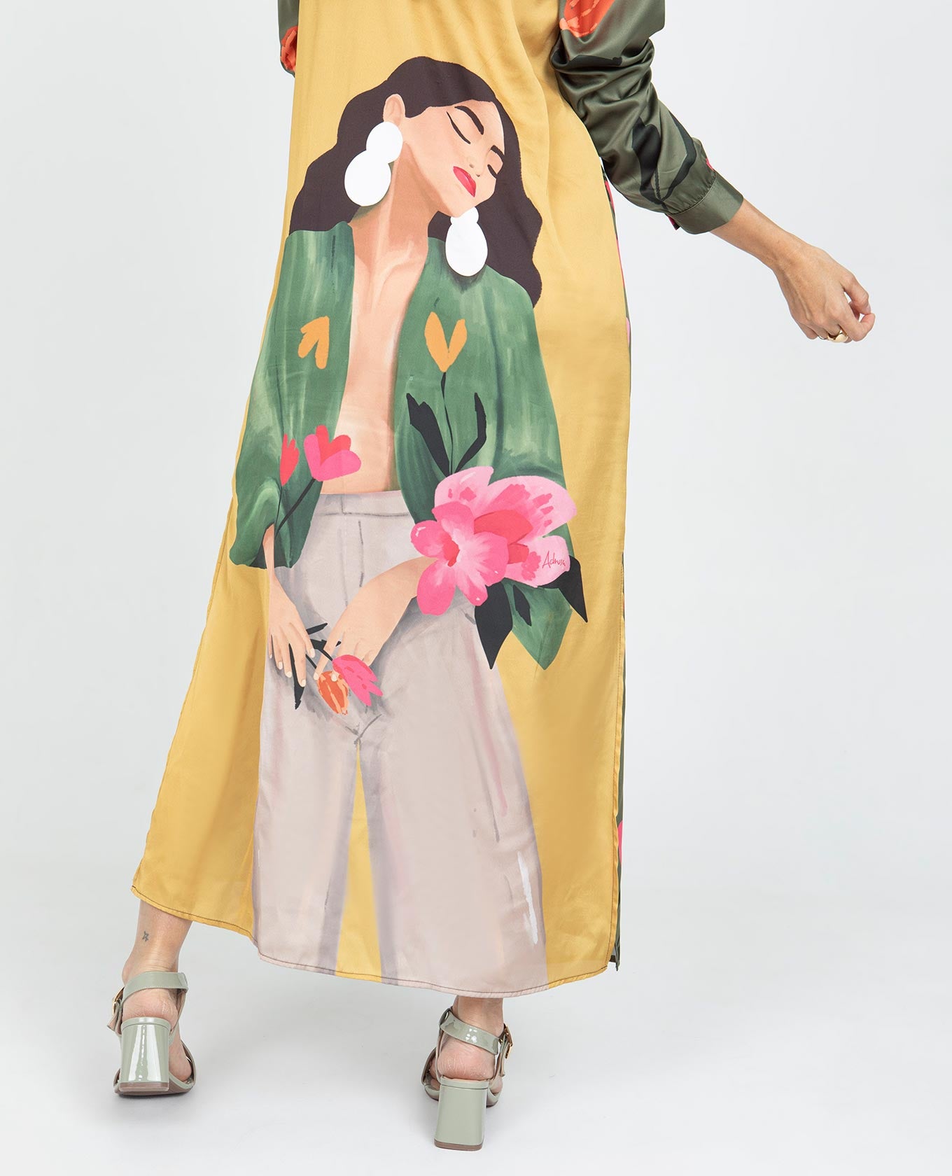 VESTIDO LARGO PARA MUJER CAMISERO ESTAMPADO EXCLUSIVO MANGA LARGA Adrissa | Ropa para mujer Vestidos