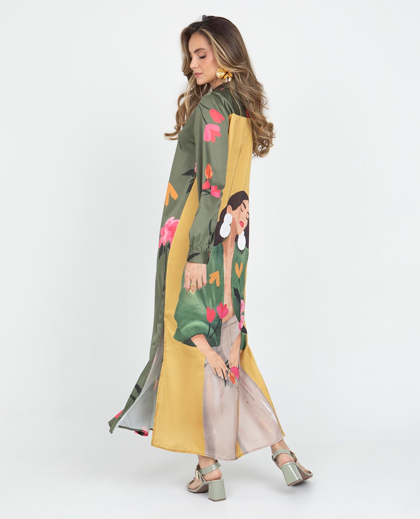 VESTIDO LARGO PARA MUJER CAMISERO ESTAMPADO EXCLUSIVO MANGA LARGA Adrissa | Ropa para mujer Vestidos