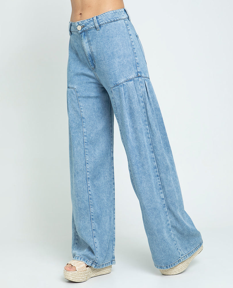JEAN WIDE LEG PARA MUJER CON PRENSES Adrissa