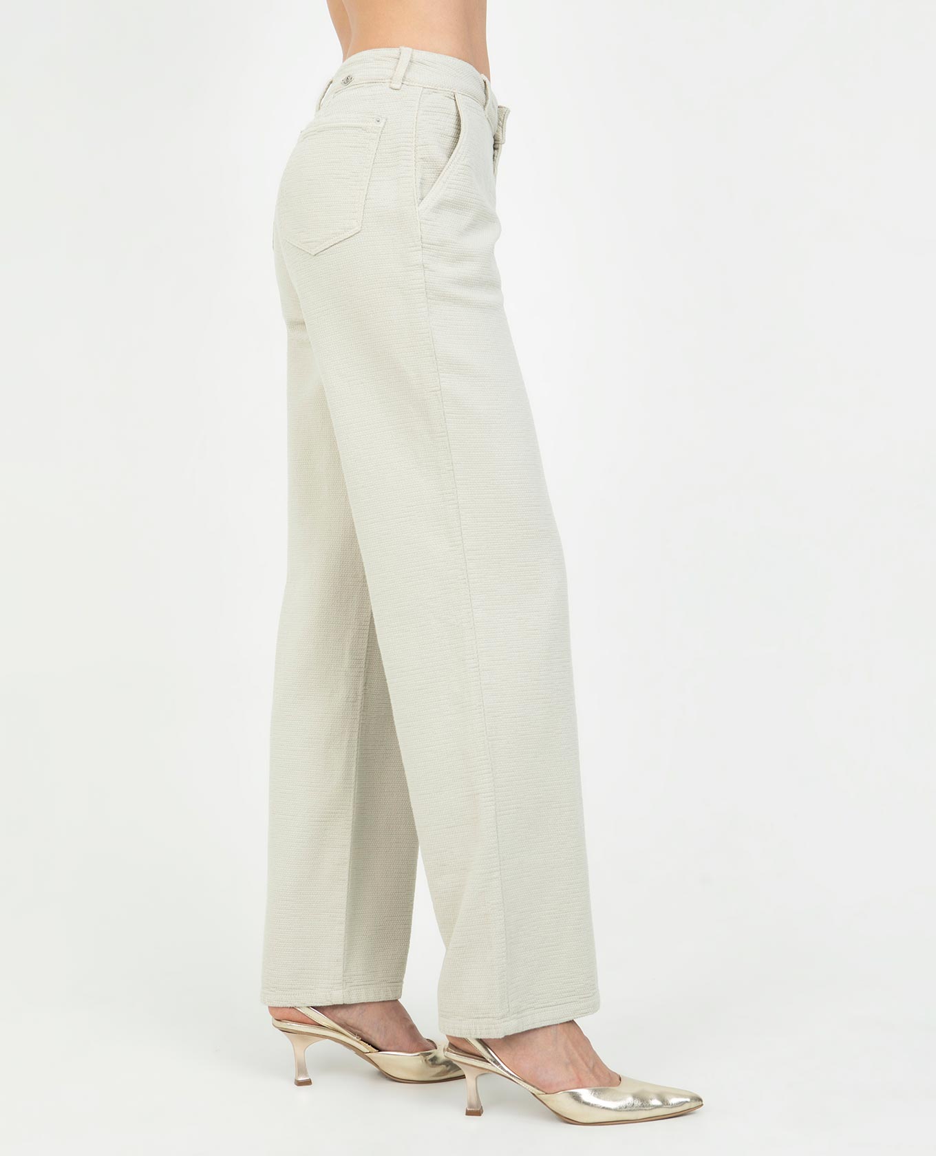 PANTALON WIDE LEG PARA MUJER BOLSILLOS DIAGONALES EN TELA CON EFECTO Adrissa