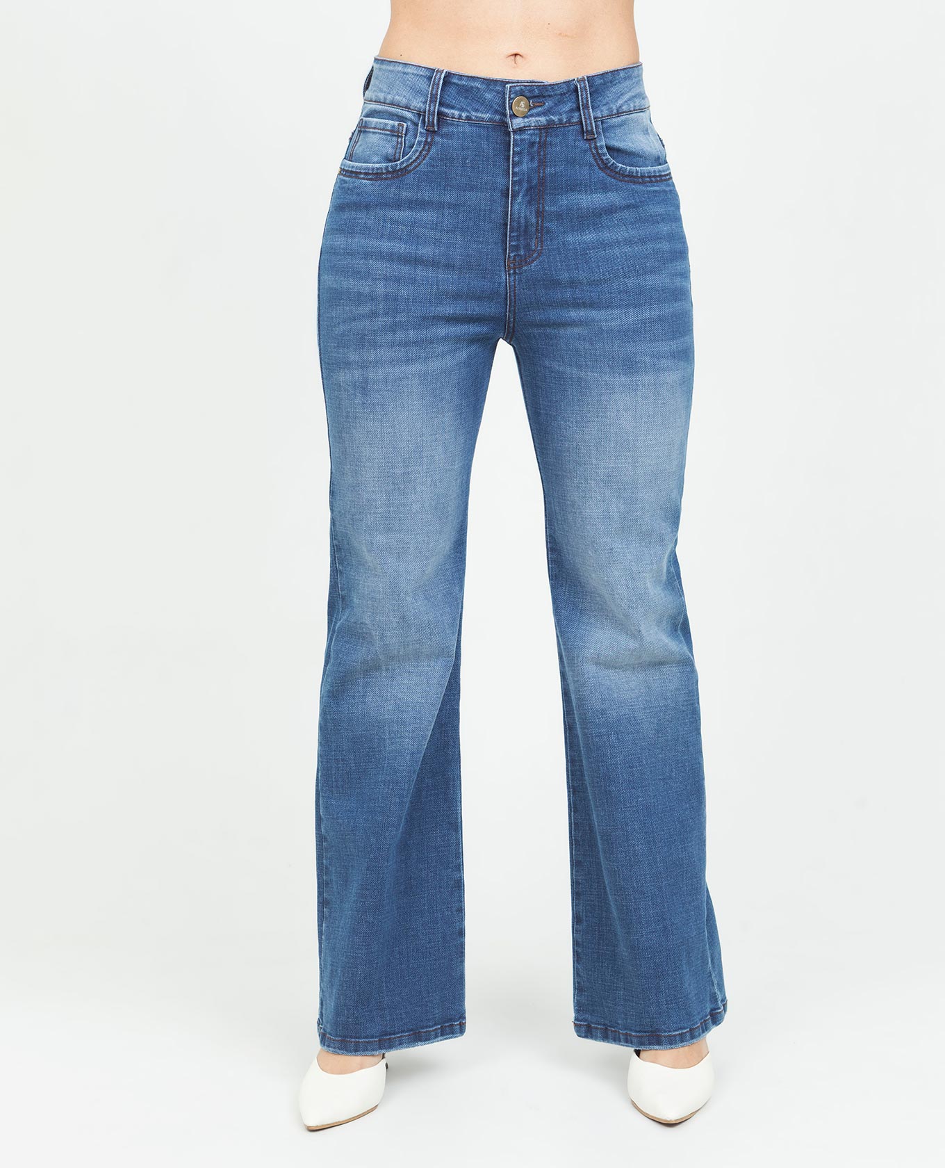 JEAN REGULAR PARA MUJER TONO MEDIO CINCO BOLSILLOS PRETINA DELGADA Adrissa