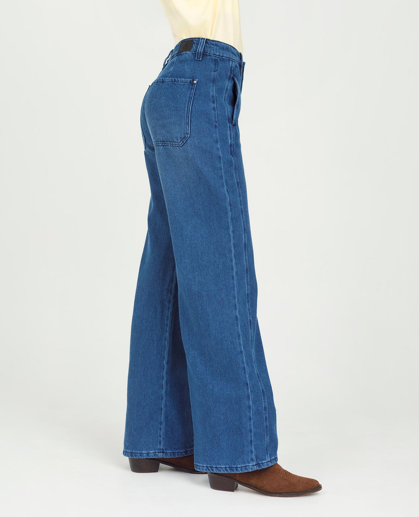 JEAN WIDE LEG PARA MUJER CORTES EN COSTADOS BOLSILLOS DIAGONALES Adrissa | Ropa para mujer Jeans