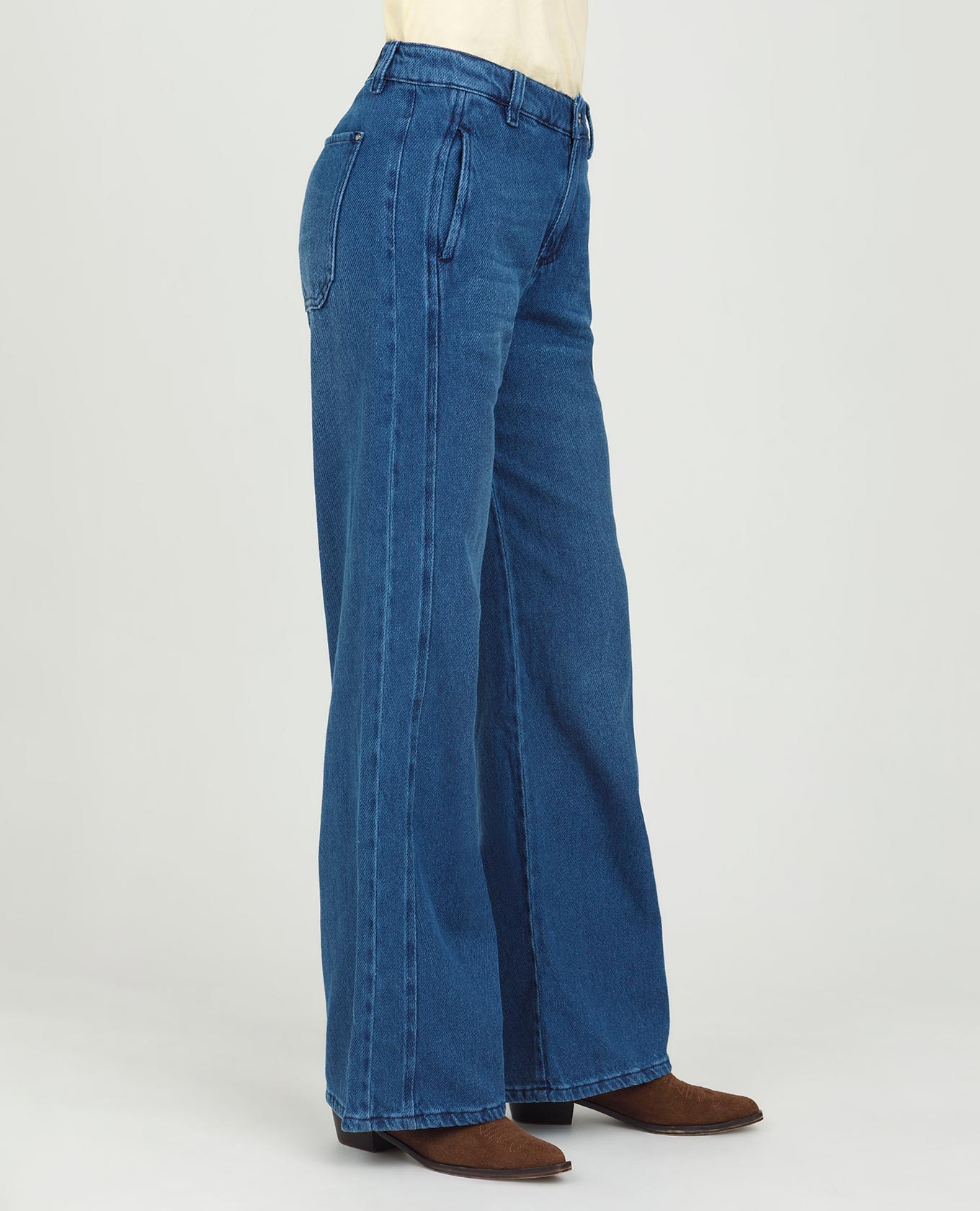 JEAN WIDE LEG PARA MUJER CORTES EN COSTADOS BOLSILLOS DIAGONALES Adrissa | Ropa para mujer Jeans