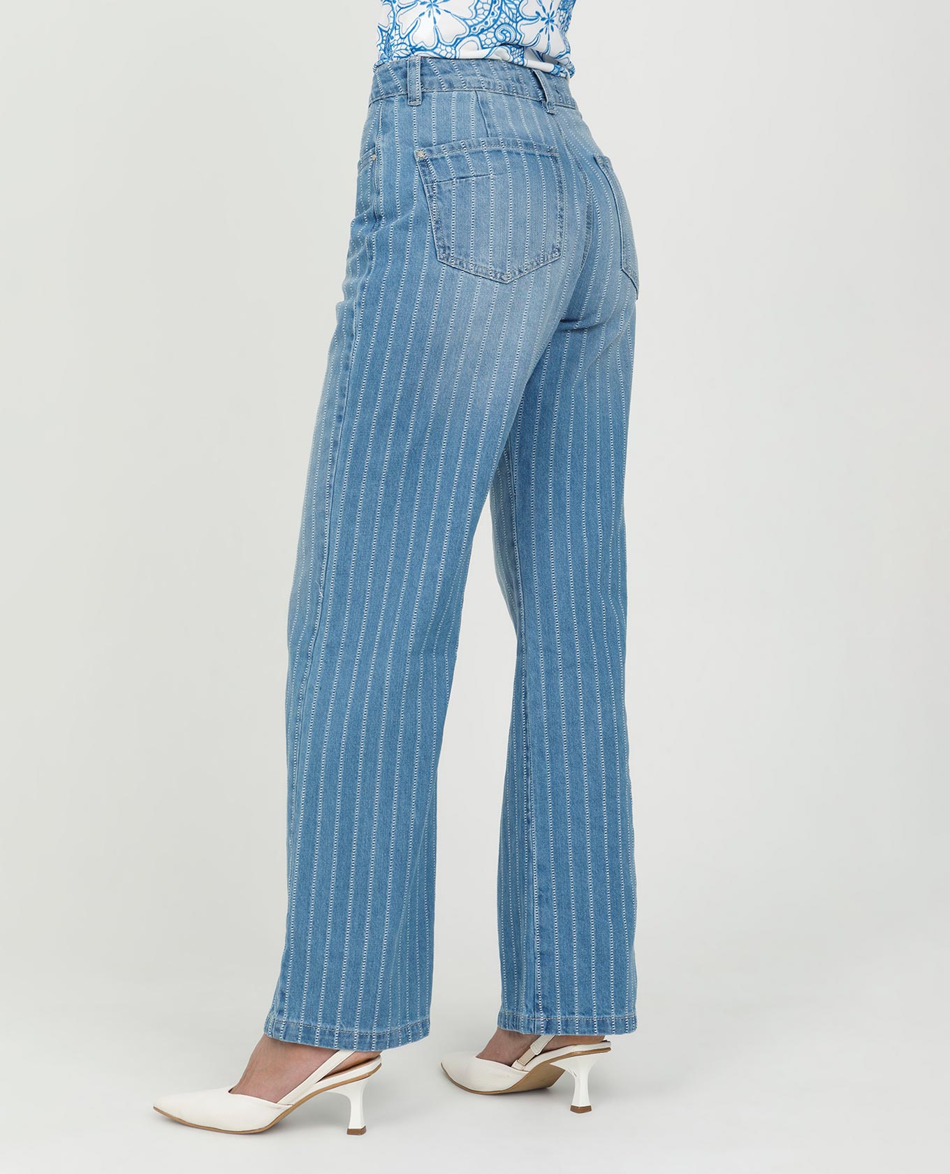 JEAN WIDE LEG PARA MUJER TELA CON RAYAS DESAGUJADAS CINCO BOLSILLOS Adrissa | Ropa para mujer Jeans