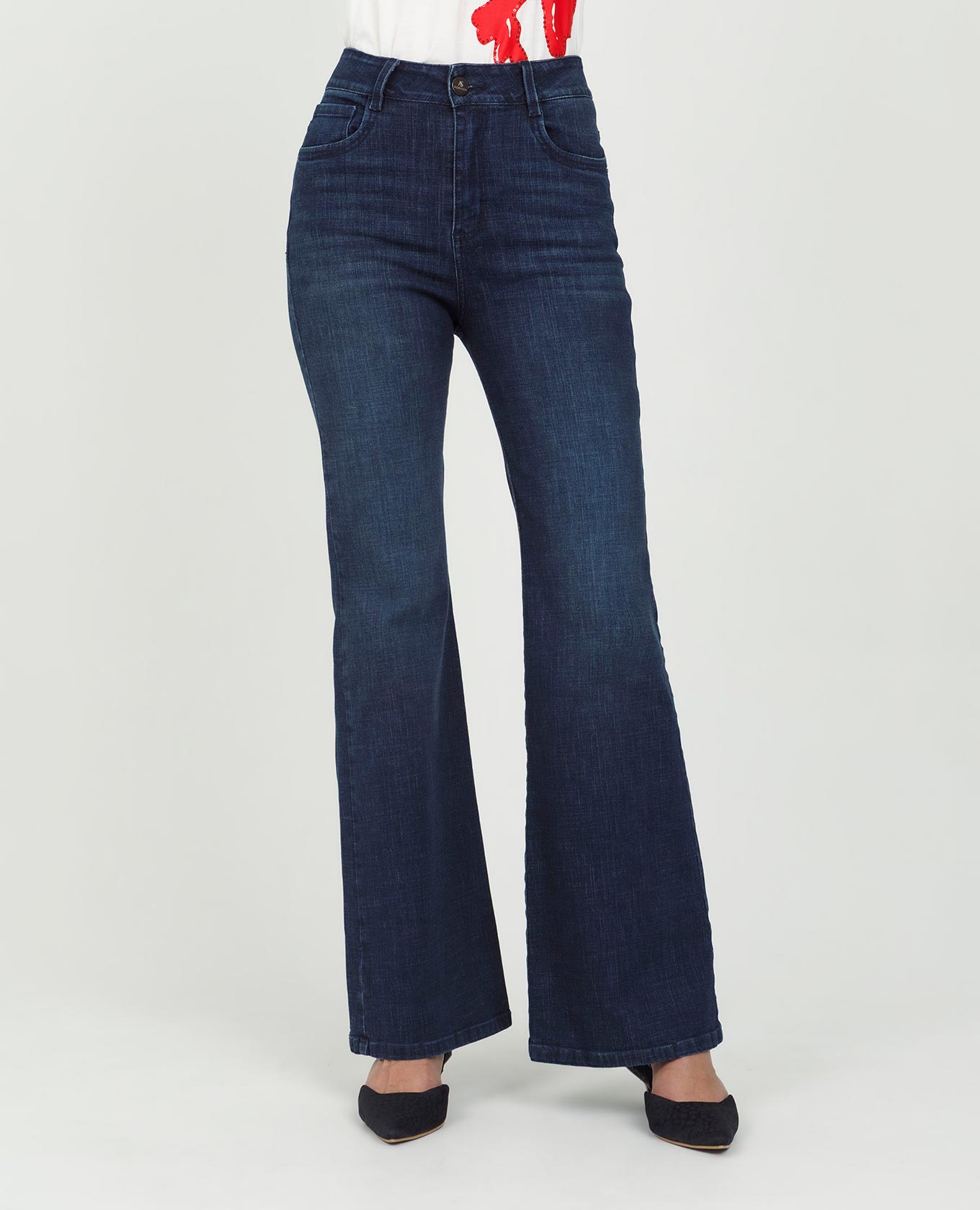 JEAN FLARE PARA MUJER TONO OSCURO CINCO BOLSILLOS Adrissa | Ropa para mujer Jeans