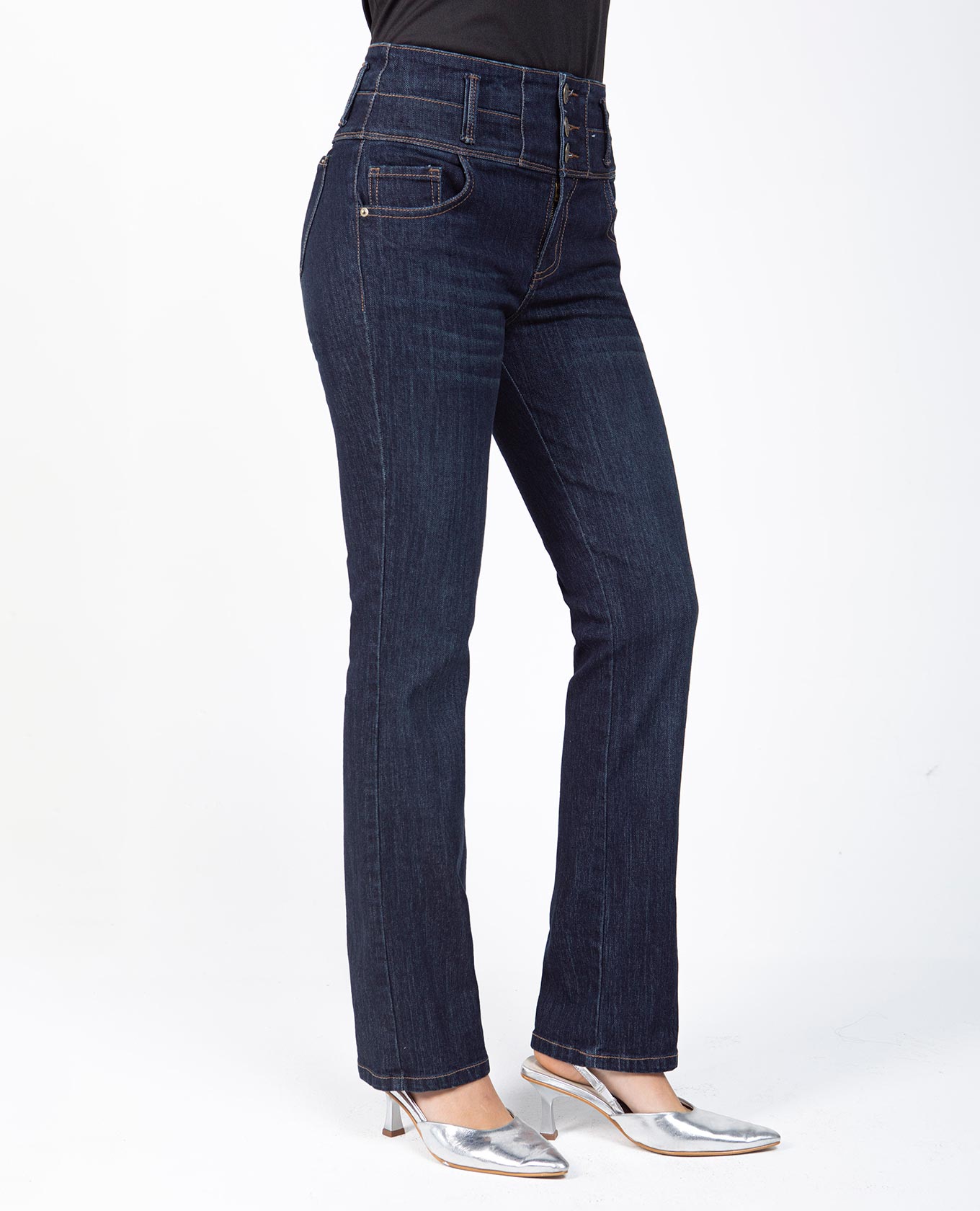 JEAN CONTROL DE ABDOMEN PARA MUJER SILUETA REGULAR TONO OSCURO Adrissa | Ropa para mujer Jeans