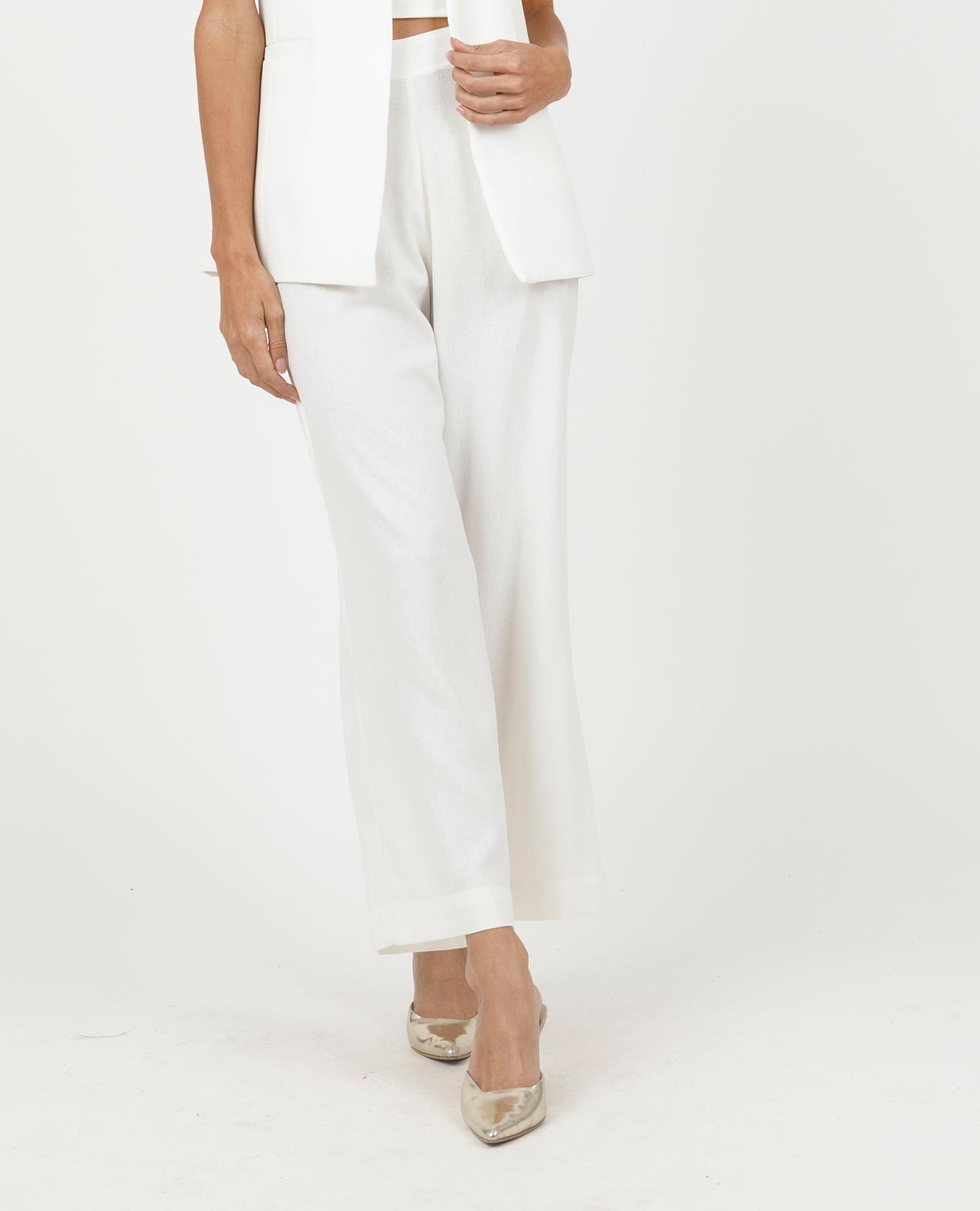 PANTALÓN RECTO PARA MUJER PRETINA CON ELÁSTICO EN POSTERIOR TELA EFECTO LINO Adrissa | Ropa para mujer Pantalones