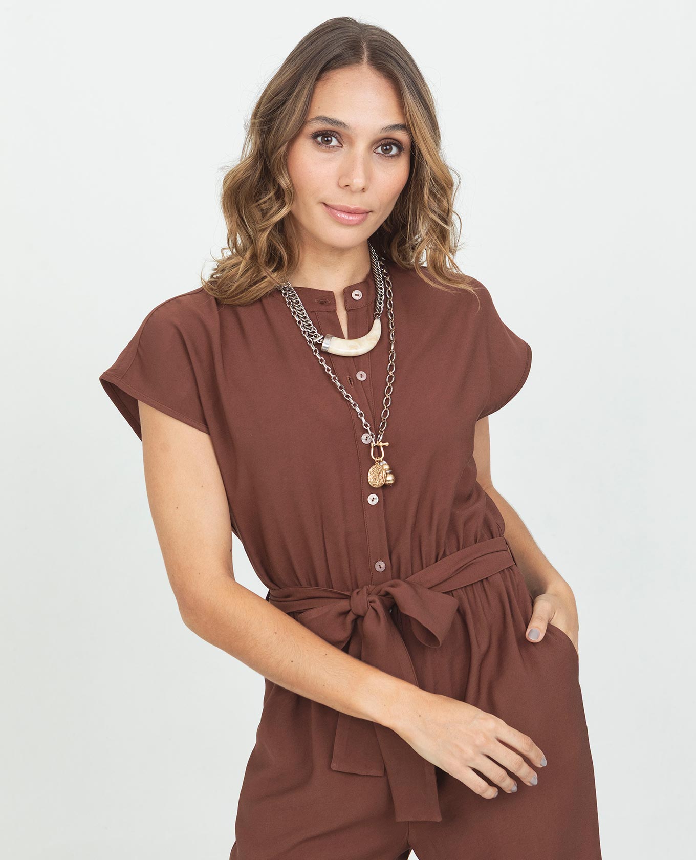 ENTERIZO CORTO PARA MUJER CUELLO NERU MANGA RODADA CON ELASTICO EN CINTURA Adrissa