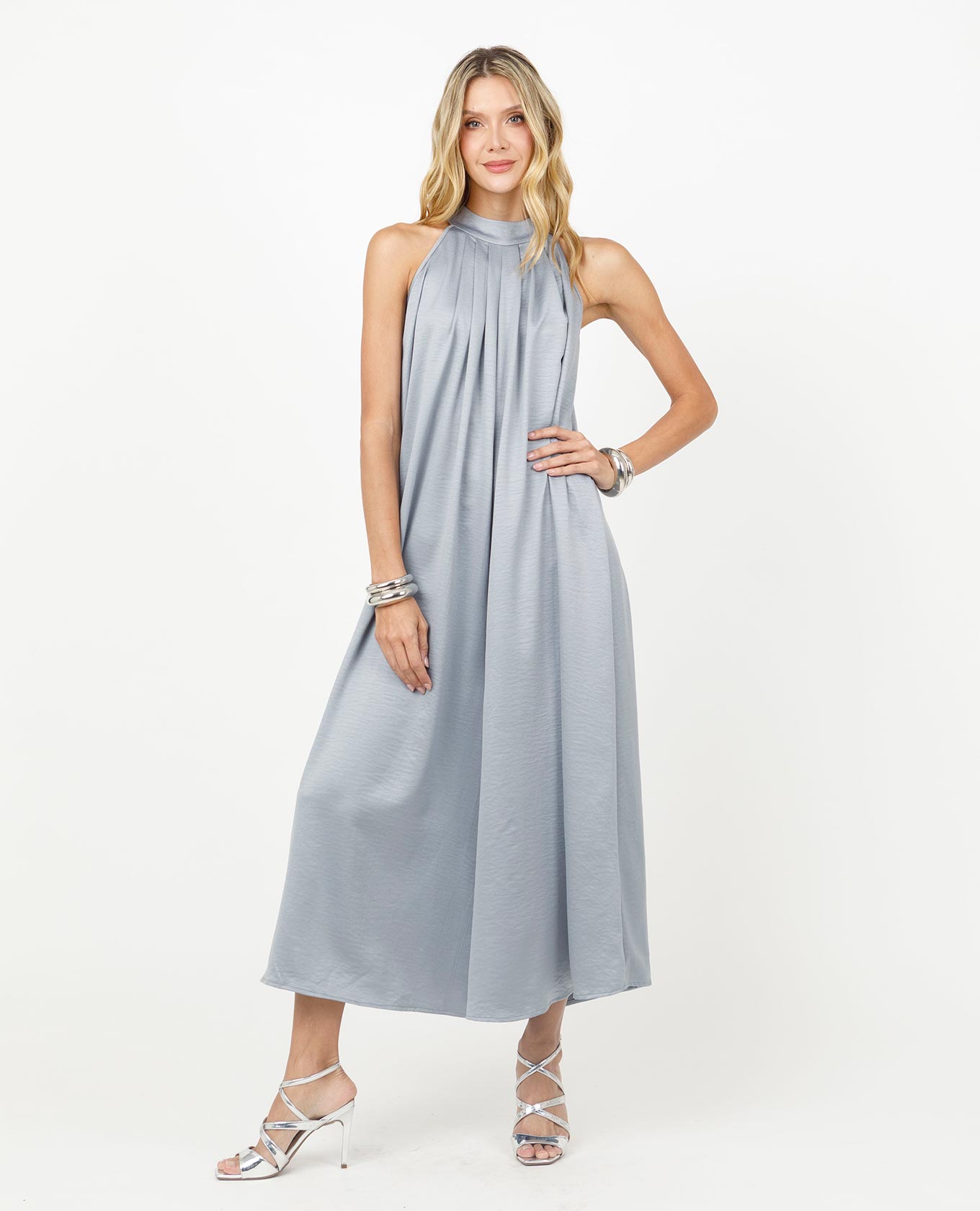 ENTERIZO LARGO PARA MUJER ESCOTE HALTER TELA SATINADA Adrissa | Ropa para mujer Enterizos