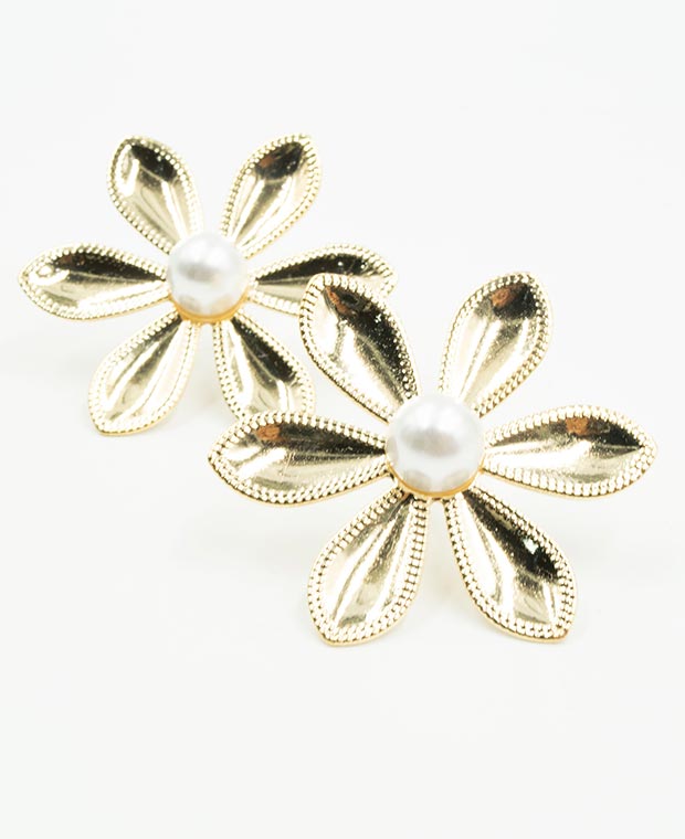ARETE FEMENINO FLOR CON PERLA Adrissa