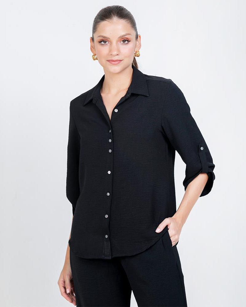 CAMISA PARA MUJER CON CHARRETERA UNIFORMES 8 NEGRO Adrissa