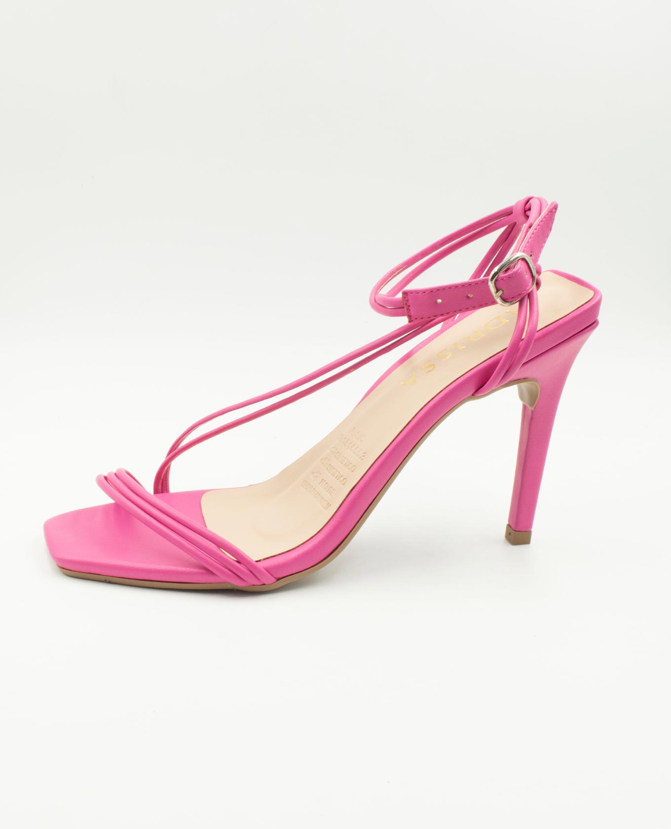 SANDALIA TACÓN PARA MUJER CON CUERDA TOBILLERA FUCSIA Adrissa
