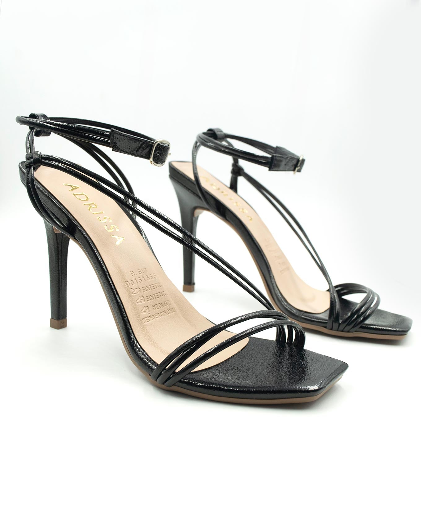 SANDALIA TACÓN PARA MUJER CON CUERDA TOBILLERA NEGRO Adrissa