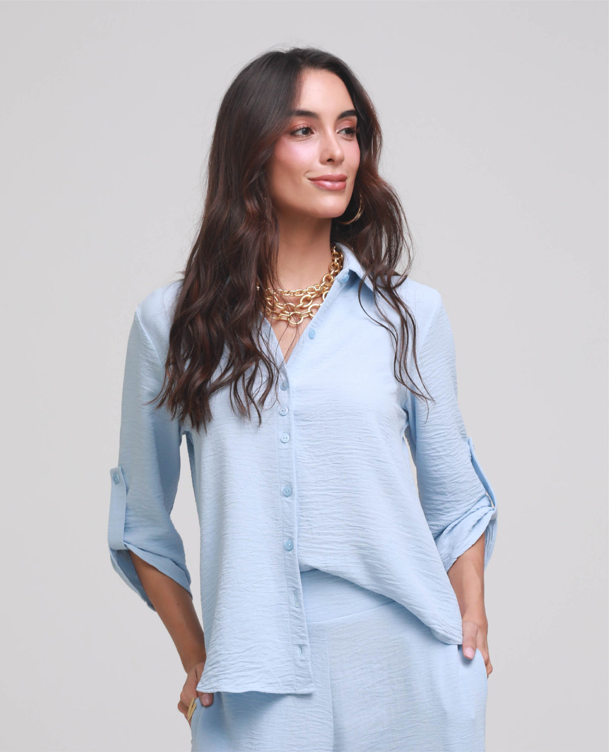 CAMISA BASICA DAKOTA PARA MUJER CON CHARRETERA Adrissa Camisas