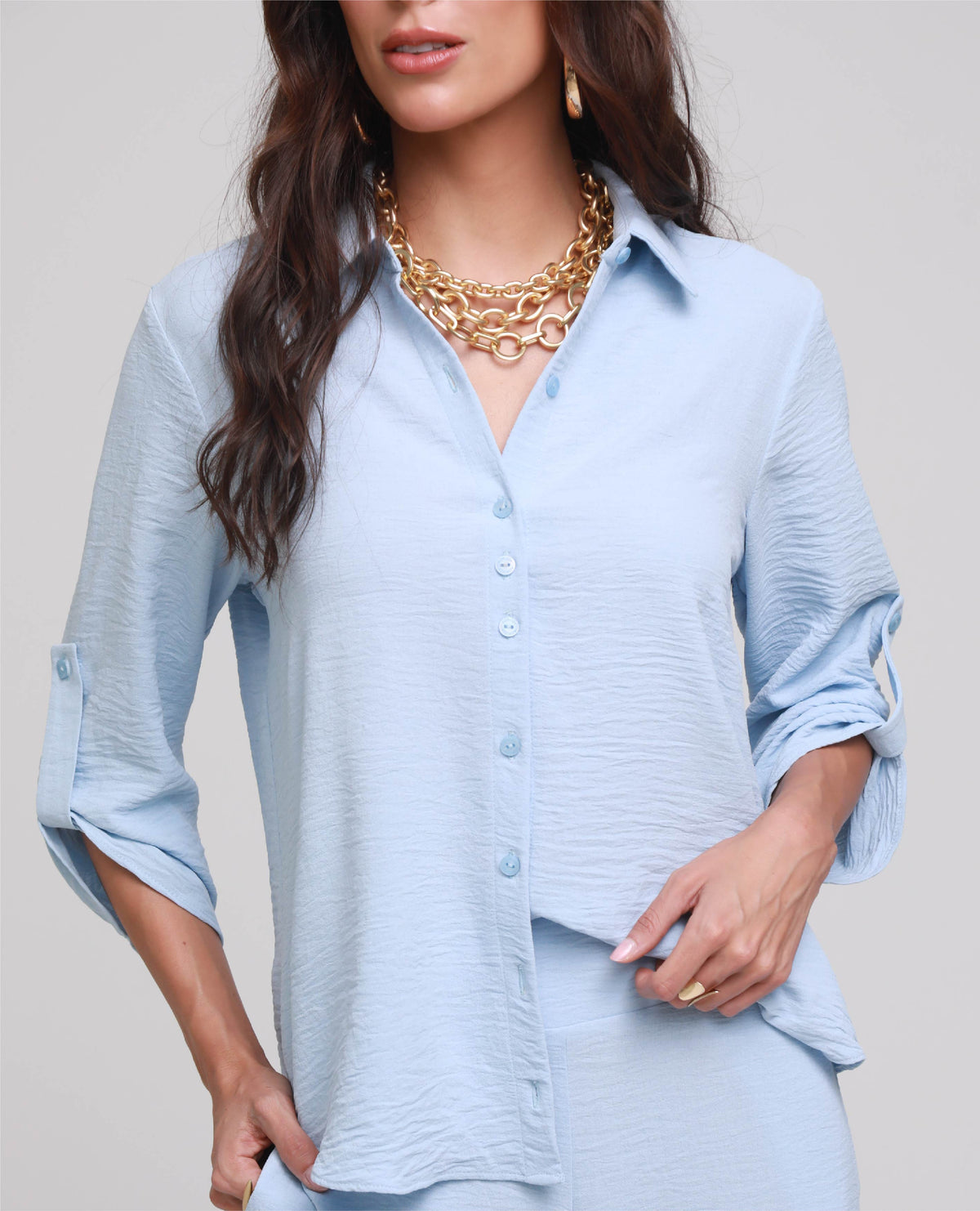 CAMISA BASICA DAKOTA PARA MUJER CON CHARRETERA Adrissa Camisas