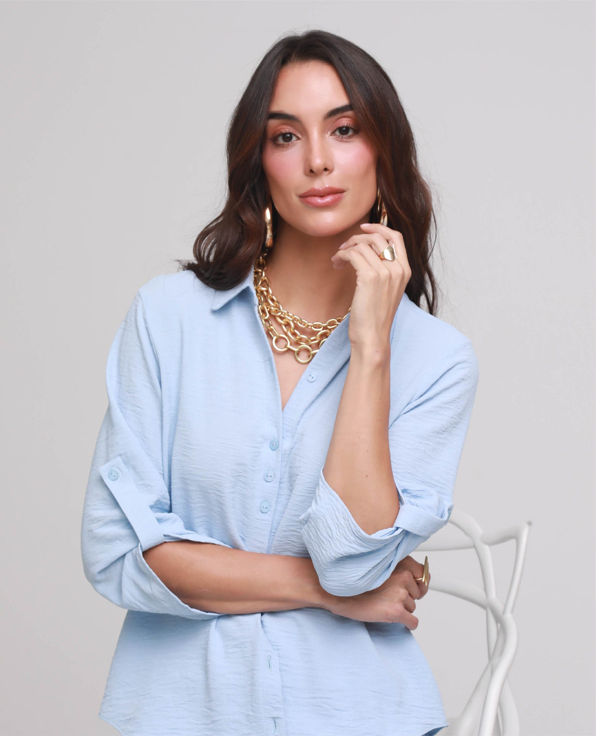 CAMISA BASICA DAKOTA PARA MUJER CON CHARRETERA Adrissa Camisas