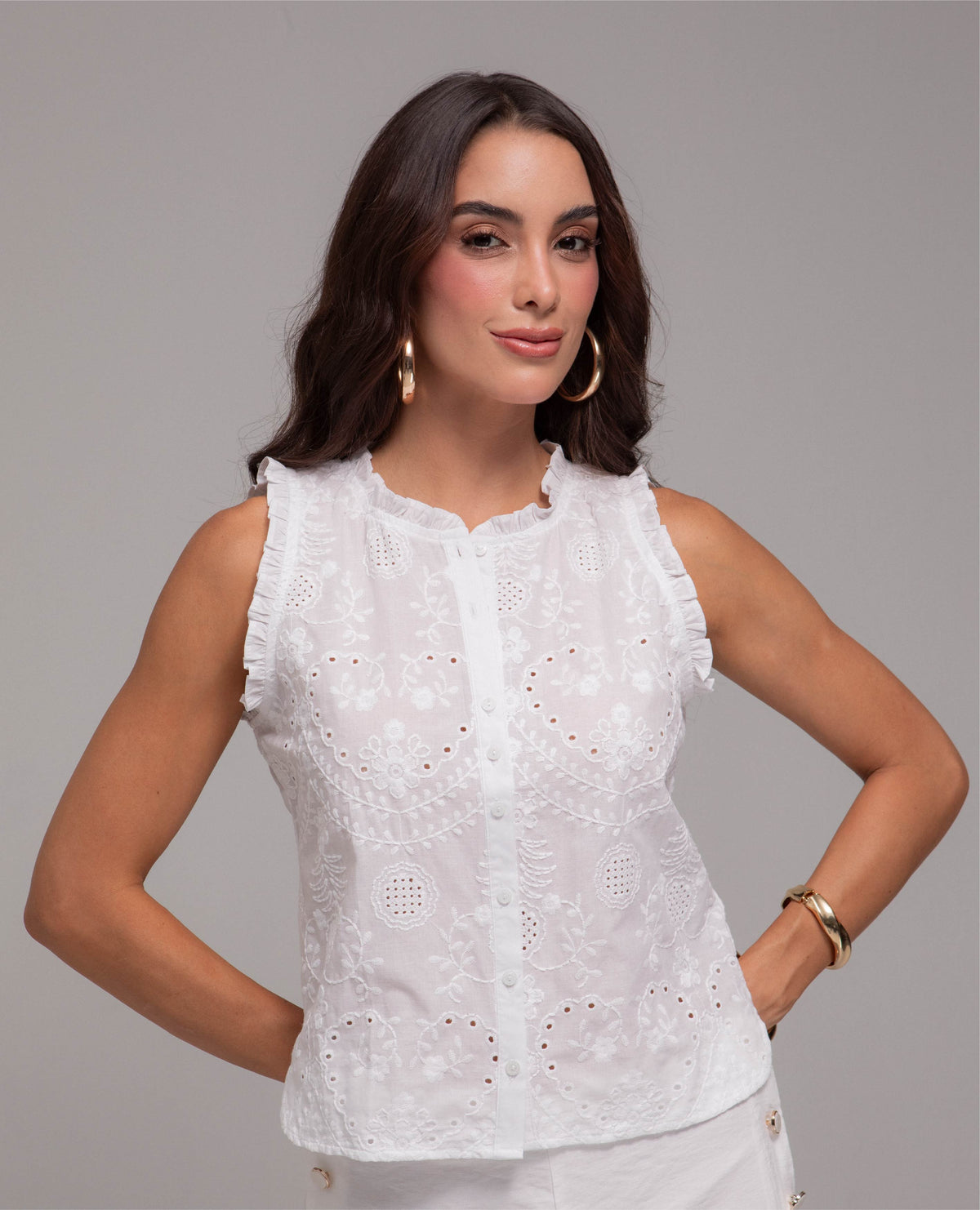 CAMISA MANGA SISA PARA MUJER SILUETA AJUSTA EN OJALILLO CON BOLEROS