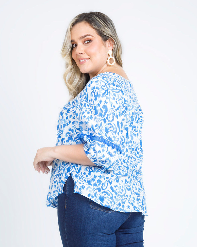 BLUSA TALLAS GRANDES ESTAMPADA MANGA 3/4 Adrissa