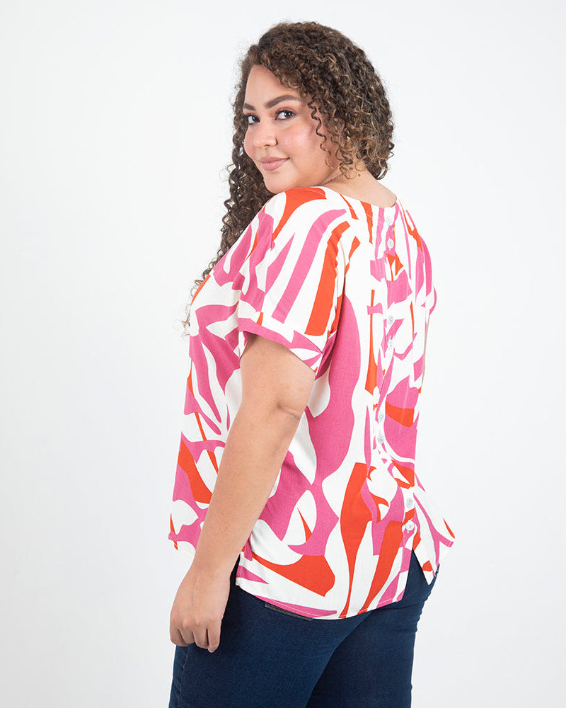BLUSA ESTAMPADA TALLAS GRANDES ESCOTE BANDEJA Adrissa