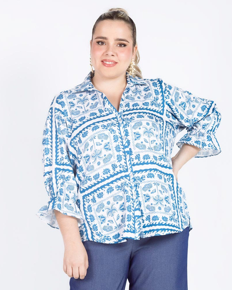 BLUSA ESTAMPADA PAÑUELOS TALLAS GRANDES Adrissa