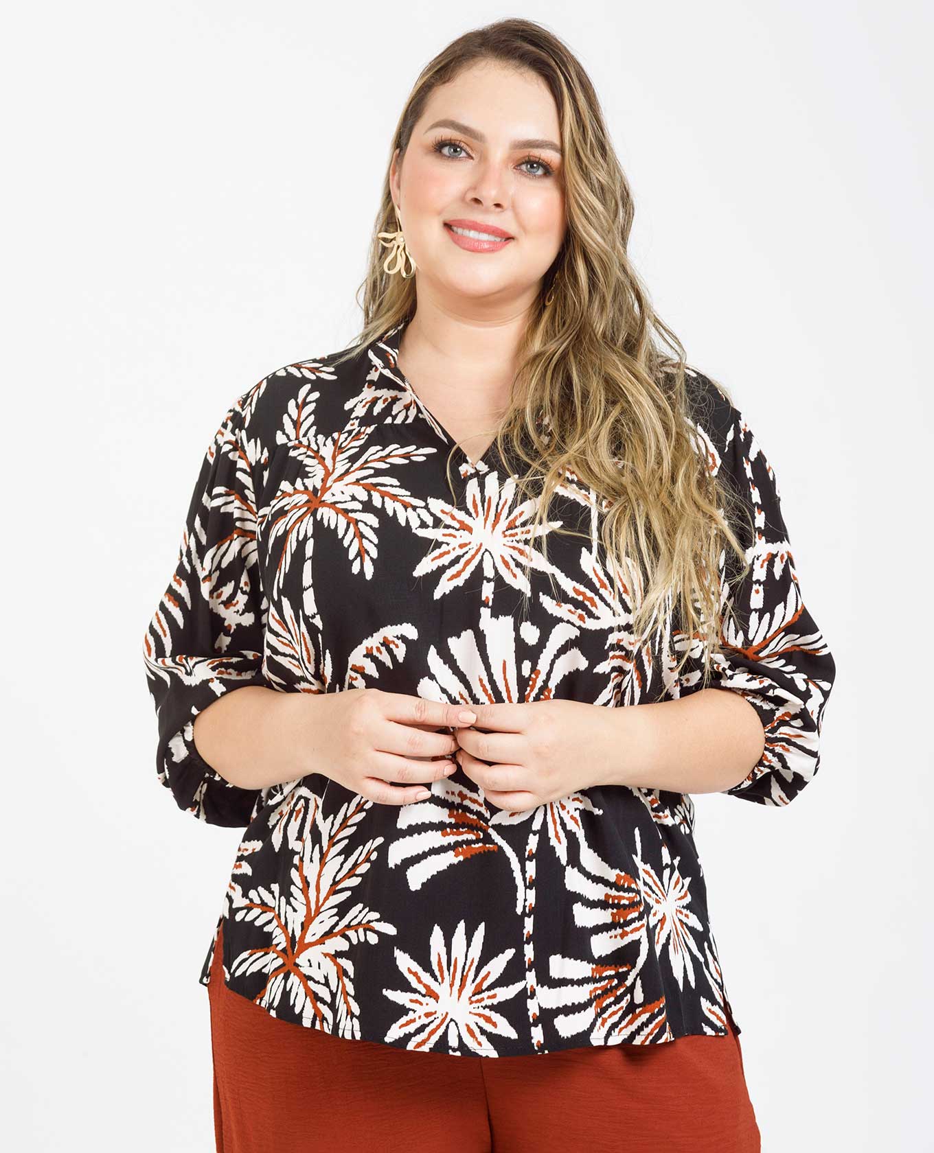 BLUSA ESTAMPADA TALLAS GRANDES MANGA 3/4 Adrissa