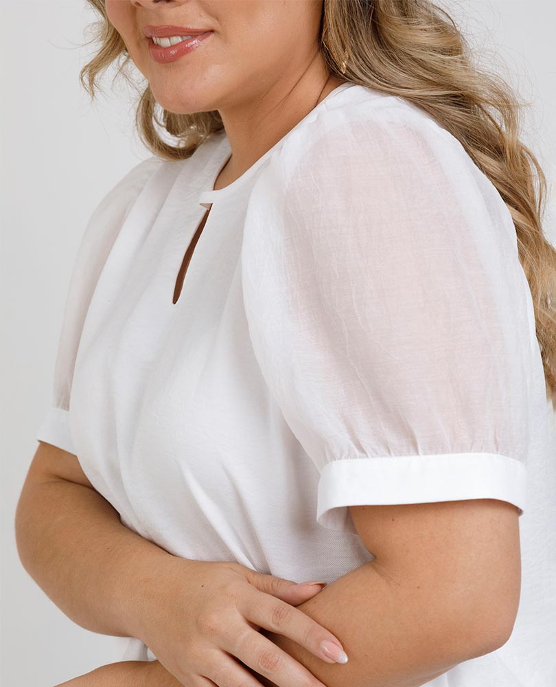 BLUSA BLANCA TALLAS GRANDES MANGA CORTA Adrissa