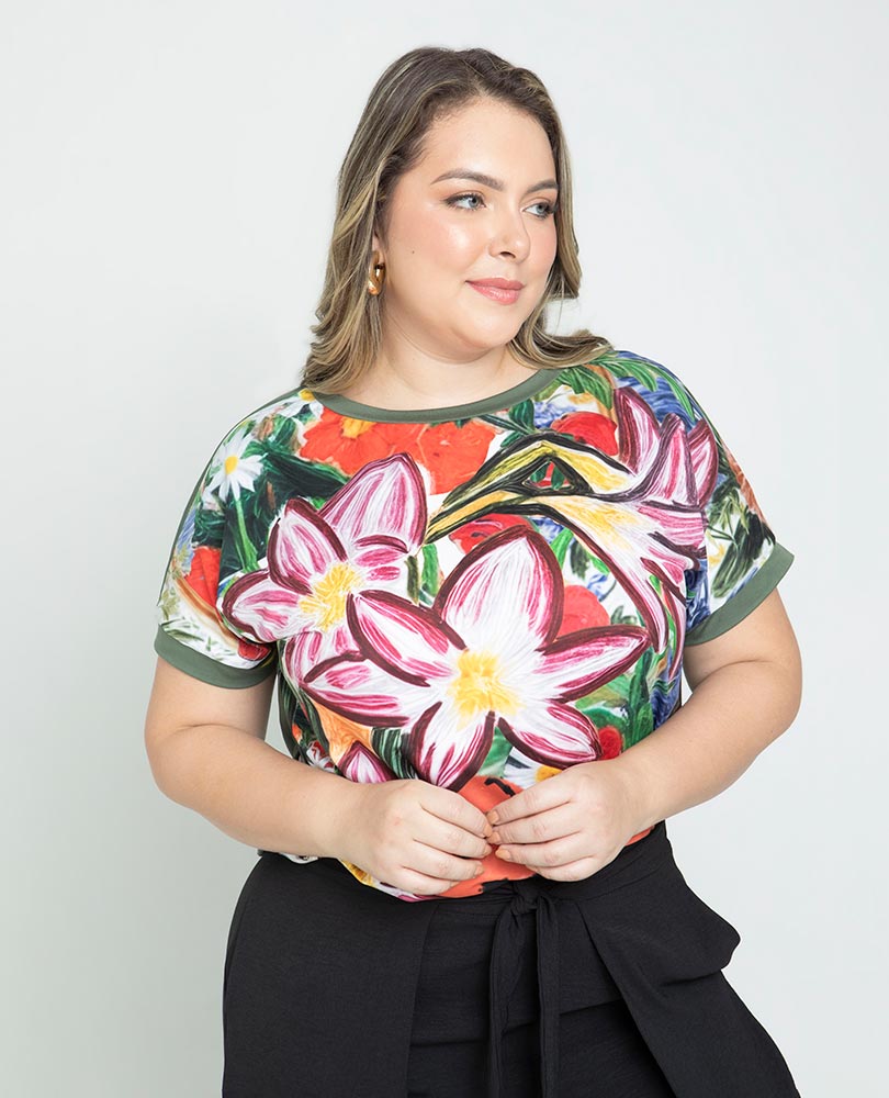 CAMISETA MATISSE TALLA GRANDES ESTAMPADO EXCLUSIVO MANGA RODADA Adrissa | Ropa para mujer Blusas