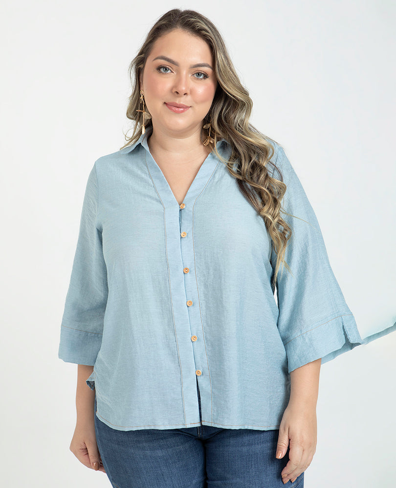 CAMISA MANGA 3/4 TALLAS GRANDES COSTURAS Adrissa