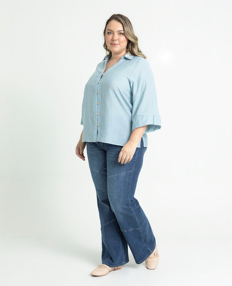 CAMISA MANGA 3/4 TALLAS GRANDES COSTURAS Adrissa