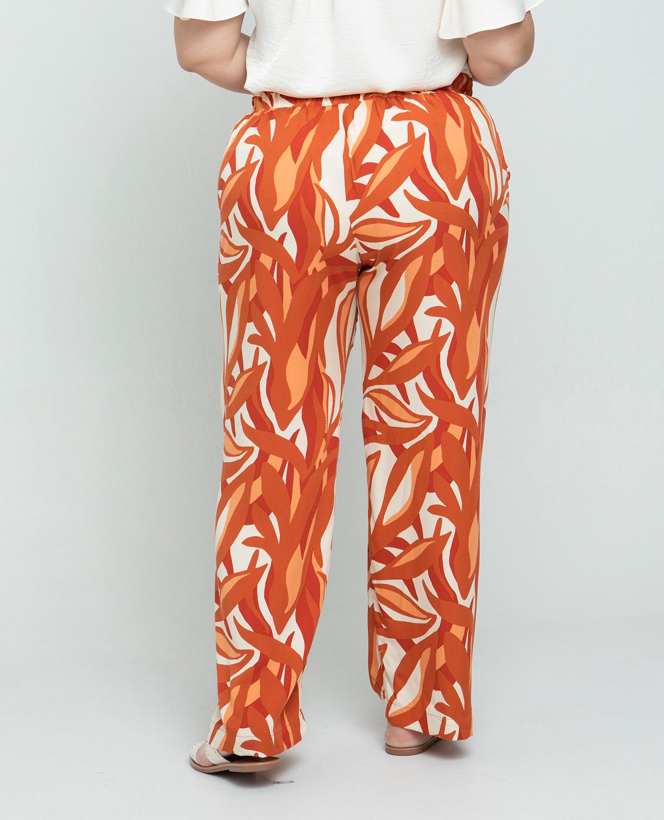 PANTALON BOTA RECTA TALLAS GRANDES CON ELASTICO Y TIRAS PARA ANUDAR ESTAMPADO Adrissa | Ropa para mujer