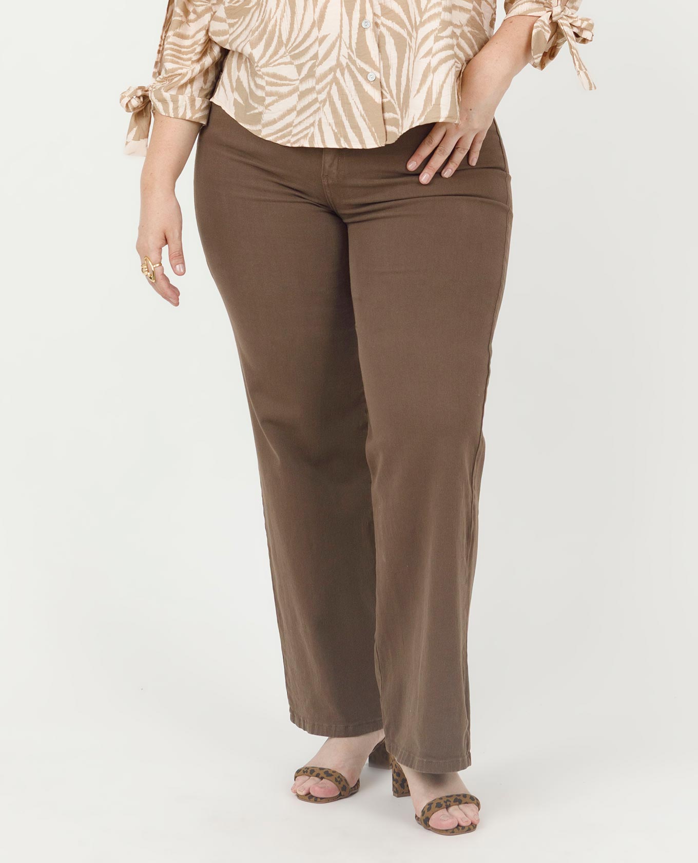 PANTALÓN PALAZZO TALLAS GRANDES PRETINA DELGADA CINCO BOLSILLOS