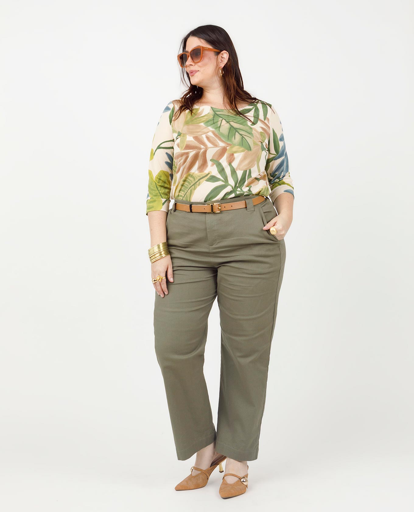 BLUSA ESTAMPADA TALLAS GRANDES MANGA 3/4 EN TEJIDO DE PUNTO Adrissa | Ropa para mujer