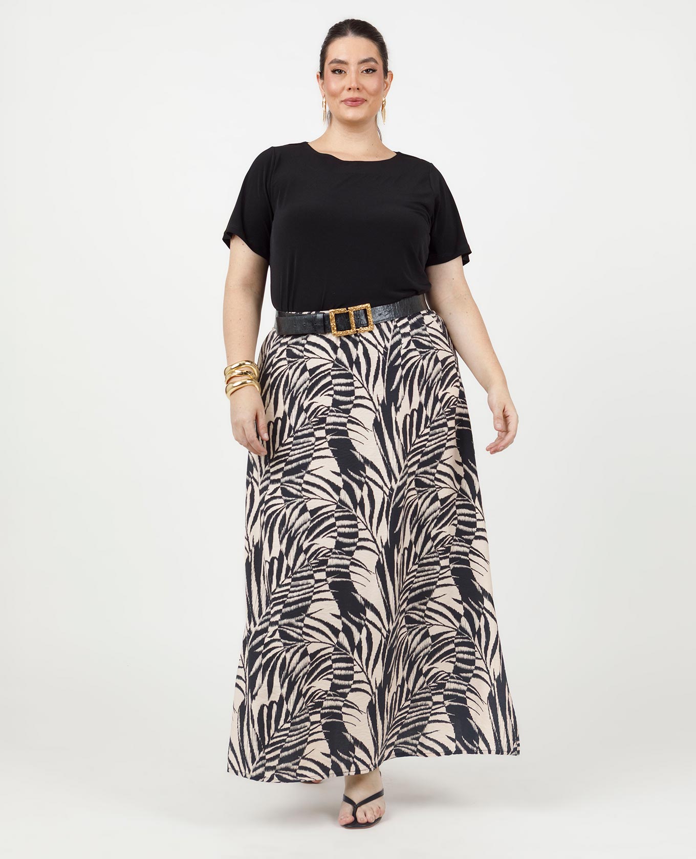 FALDA LARGA TALLAS GRANDES ESTAMPADA CON ABERTURAS Y ELASTICO EN CINTURA Adrissa | Ropa para mujer