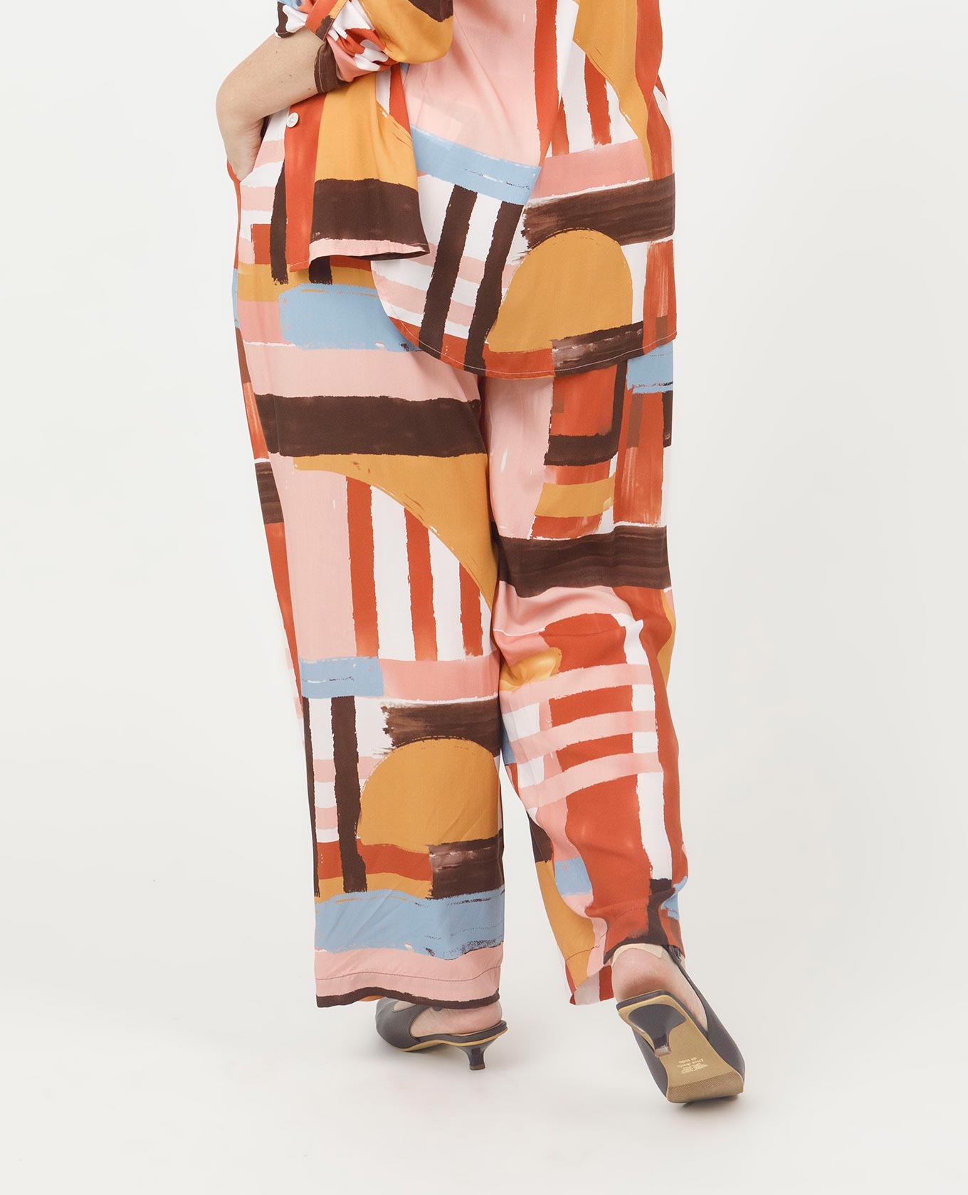 PANTALÓN RECTO TALLAS GRANDES ESTAMPADO CINTURA CON ELÁSTICO Adrissa | Ropa para mujer Pantalones