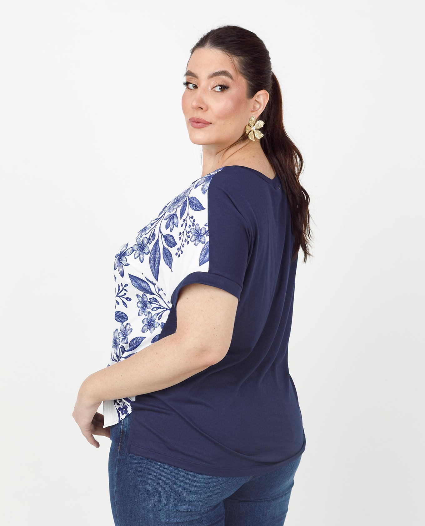 CAMISETA TALLA GRANDES ESTAMPADO EXCLUSIVO MANGA RODADA Adrissa | Ropa para mujer Blusas