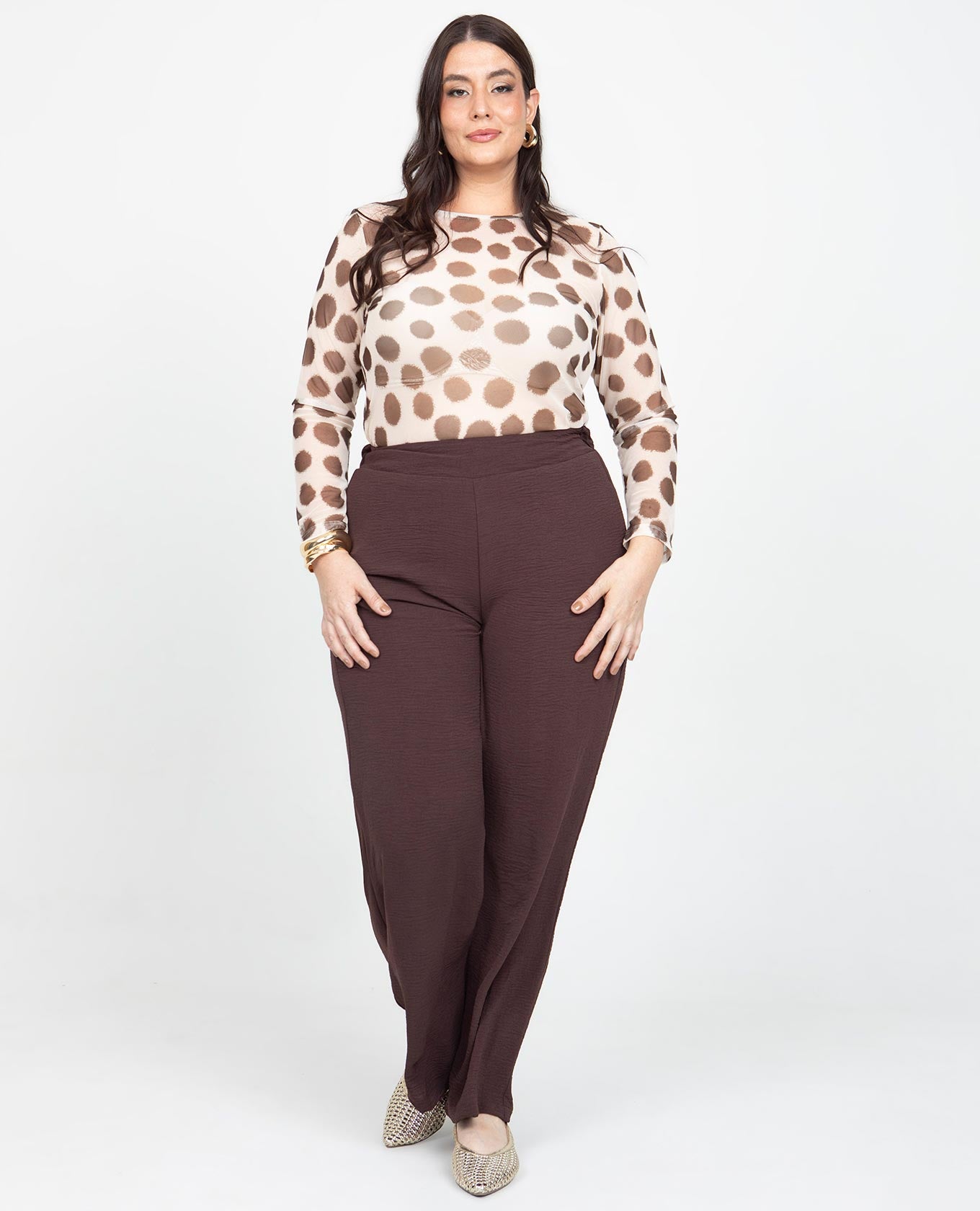PANTALÓN RECTO TALLAS GRANDES CON ELÁSTICO EN CINTURA Adrissa | Ropa para mujer Pantalones