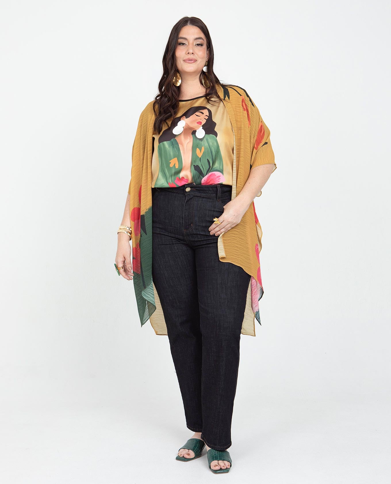 BLUSA MANGA CORTA TALLAS GRANDES ESTAMPADO EXCLUSIVO CON ESPALDA EN RAYAS