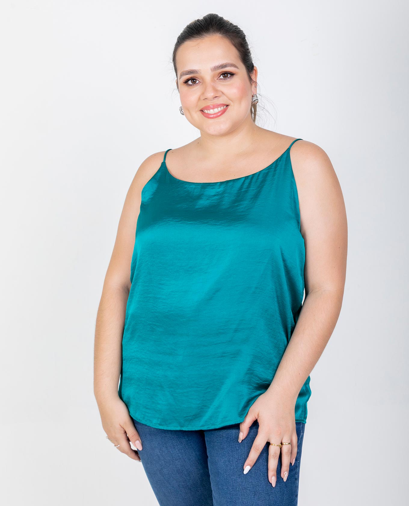 BLUSA BÁSICA TALLAS GRANDES OLIVIA VERDE TURMALINA Adrissa